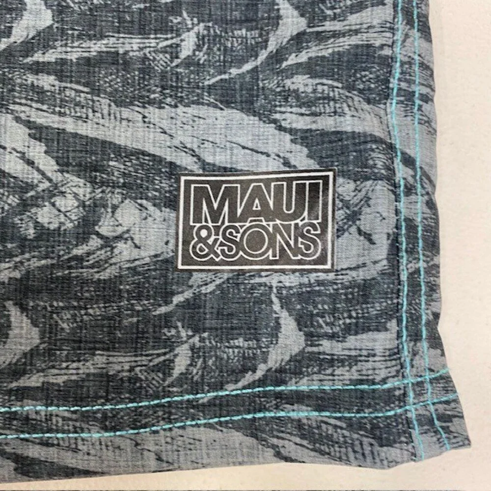 Maui and Sons Board Shorts Pineapple Haze Swim Trunks Striped Mens Size 30‎